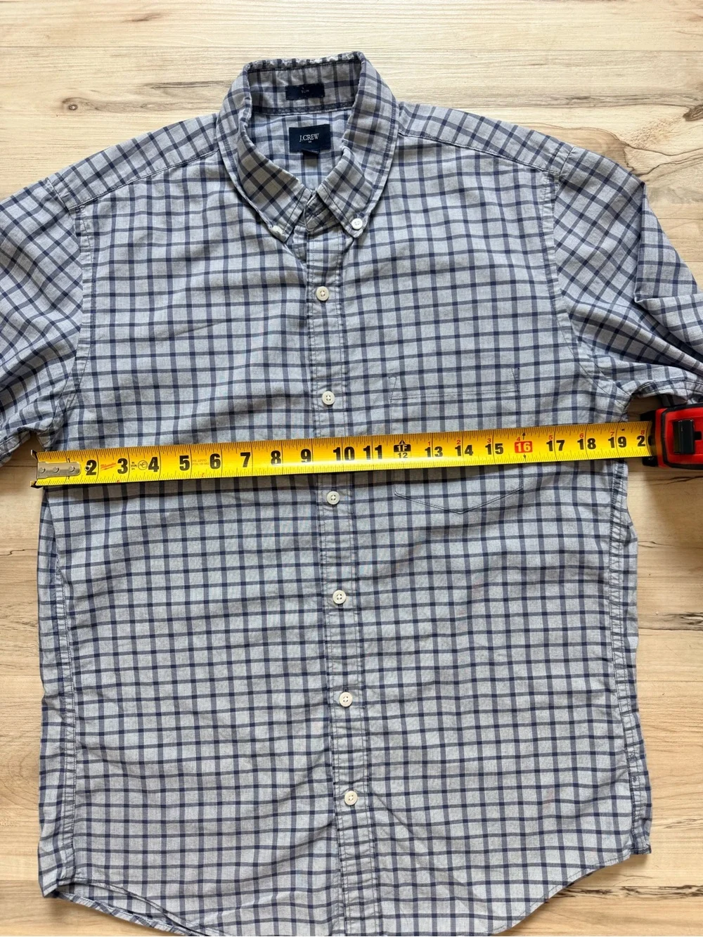 J. Crew Men's Light Blue and Navy Windowpane Button-Down Shirt